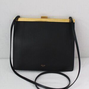 Celine Cloud Black Smooth Calfskin Mini Clasp Crossbody Bag